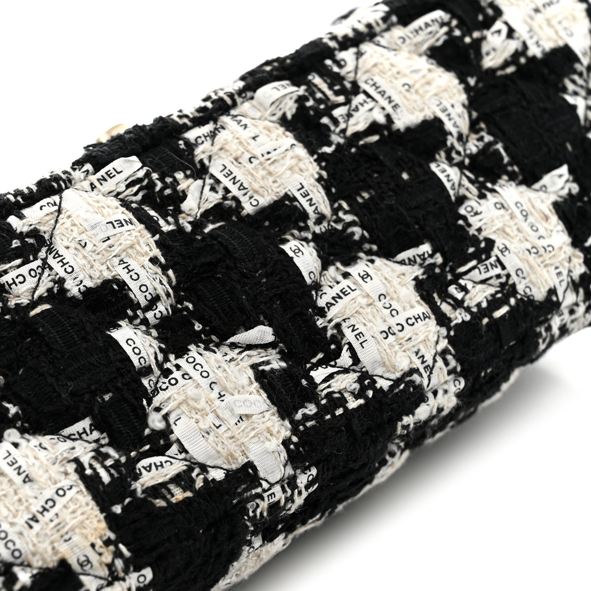 Tweed Quilted Mini Rectangular Flap Black Ecru White