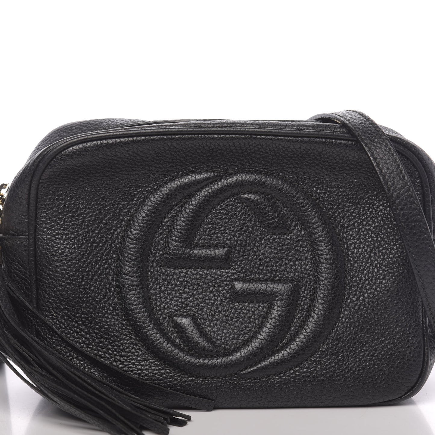 Pebbled Calfskin Small Soho Disco Bag Black