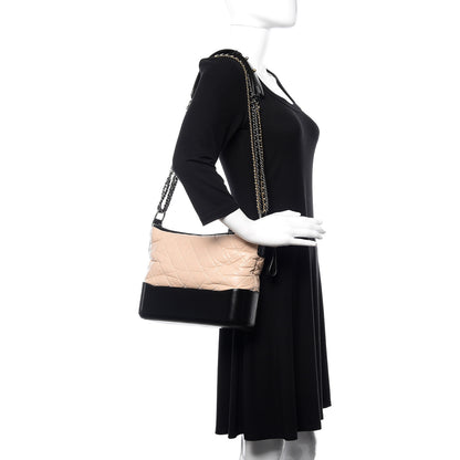 Chanel Aged Calfskin Quilted Medium Gabrielle Hobo Beige Black 2 of 12