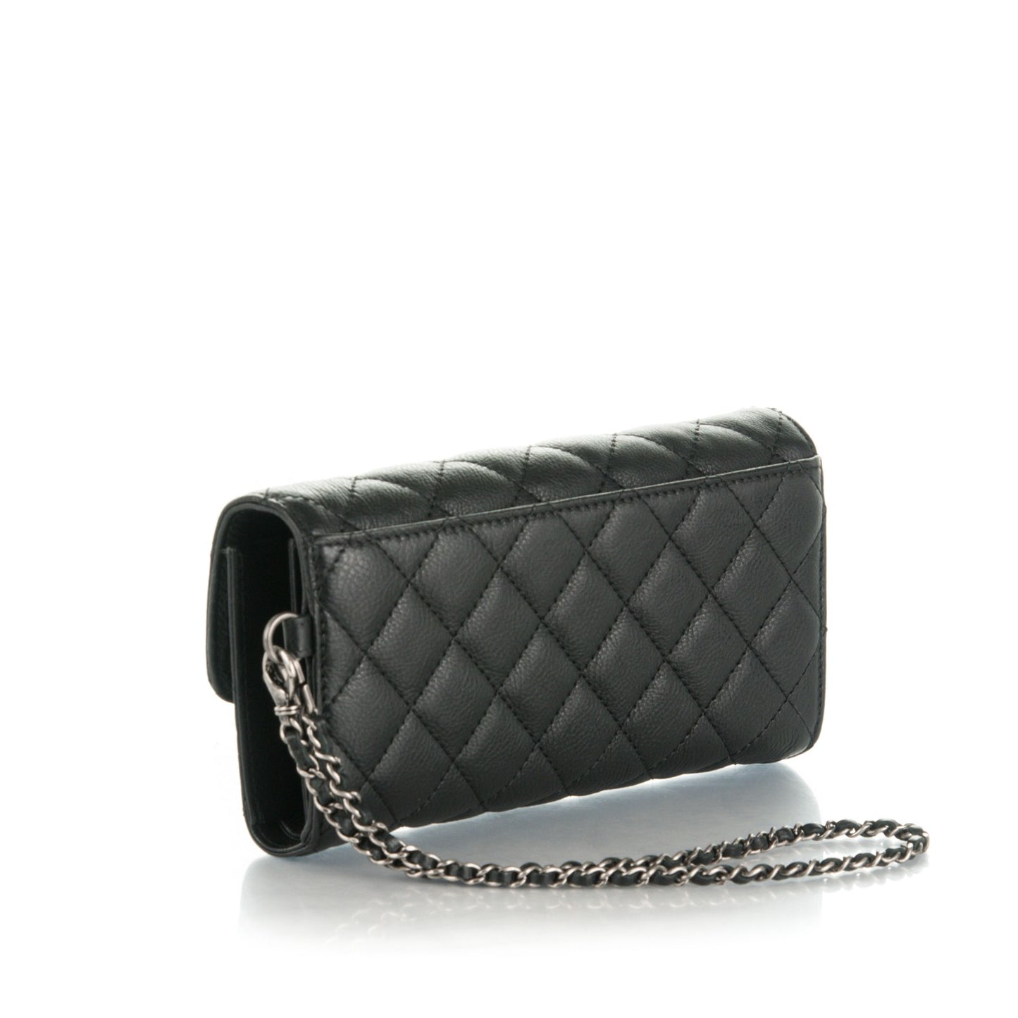 Calfskin Quilted CC Waiter Clutch Clutch With Chain Black