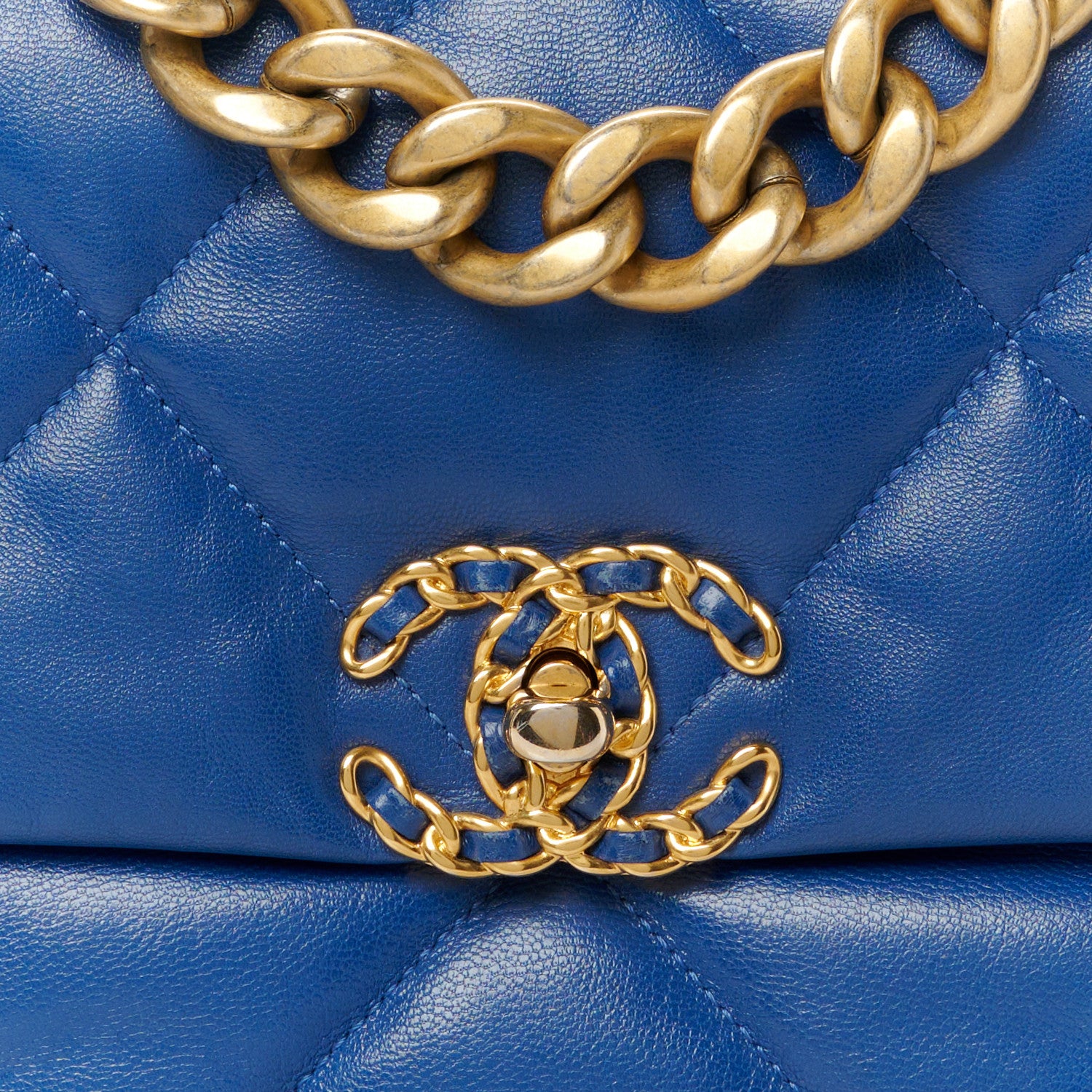 Chanel Lambskin Quilted Large Chanel 19 Flap Blue 8 of 10