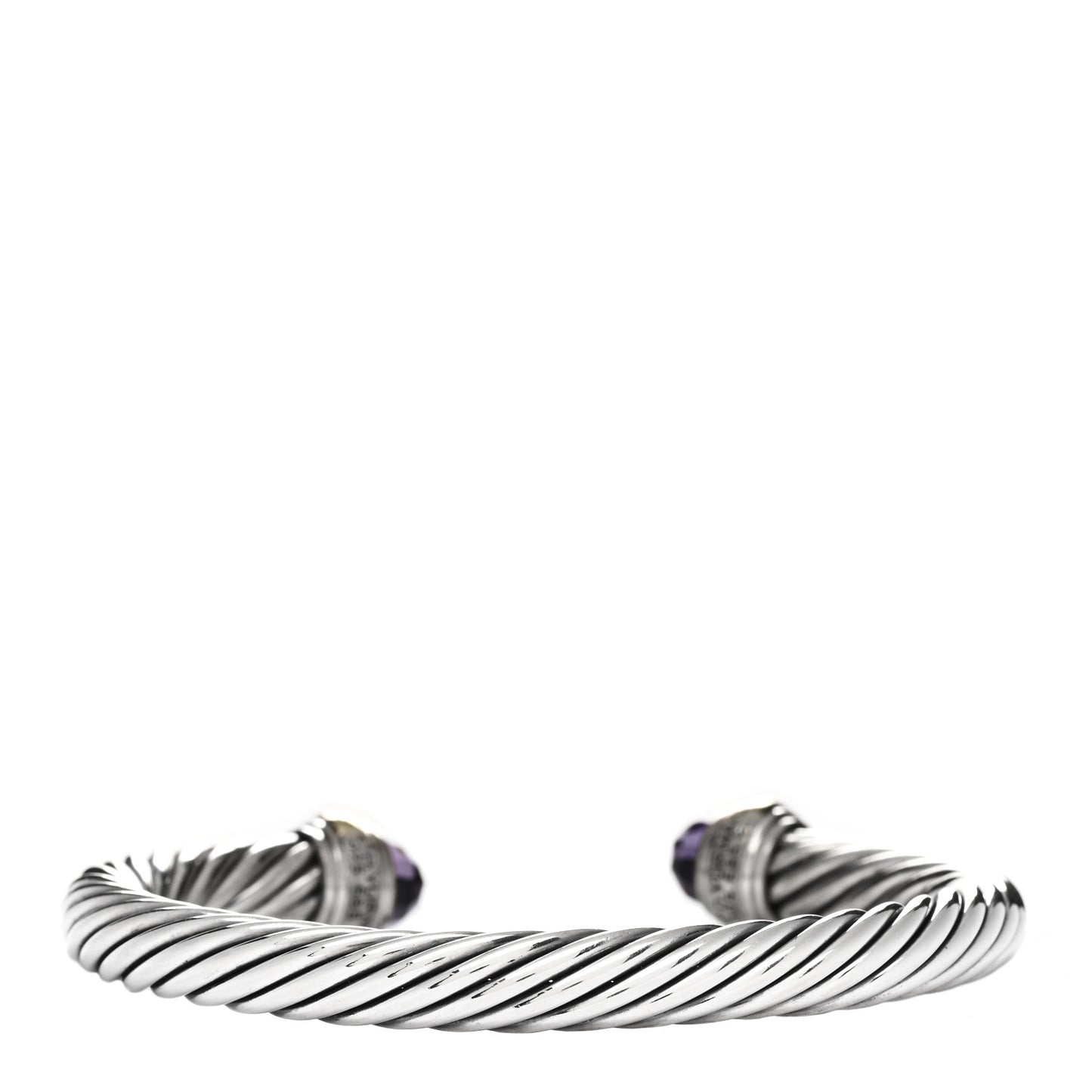 Sterling Silver 14K Yellow Gold Amethyst 7mm Cable Classics Bracelet