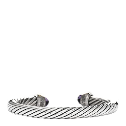 David Yurman Sterling Silver 14K Yellow Gold Amethyst 7mm Cable Classics Bracelet 2 of 3