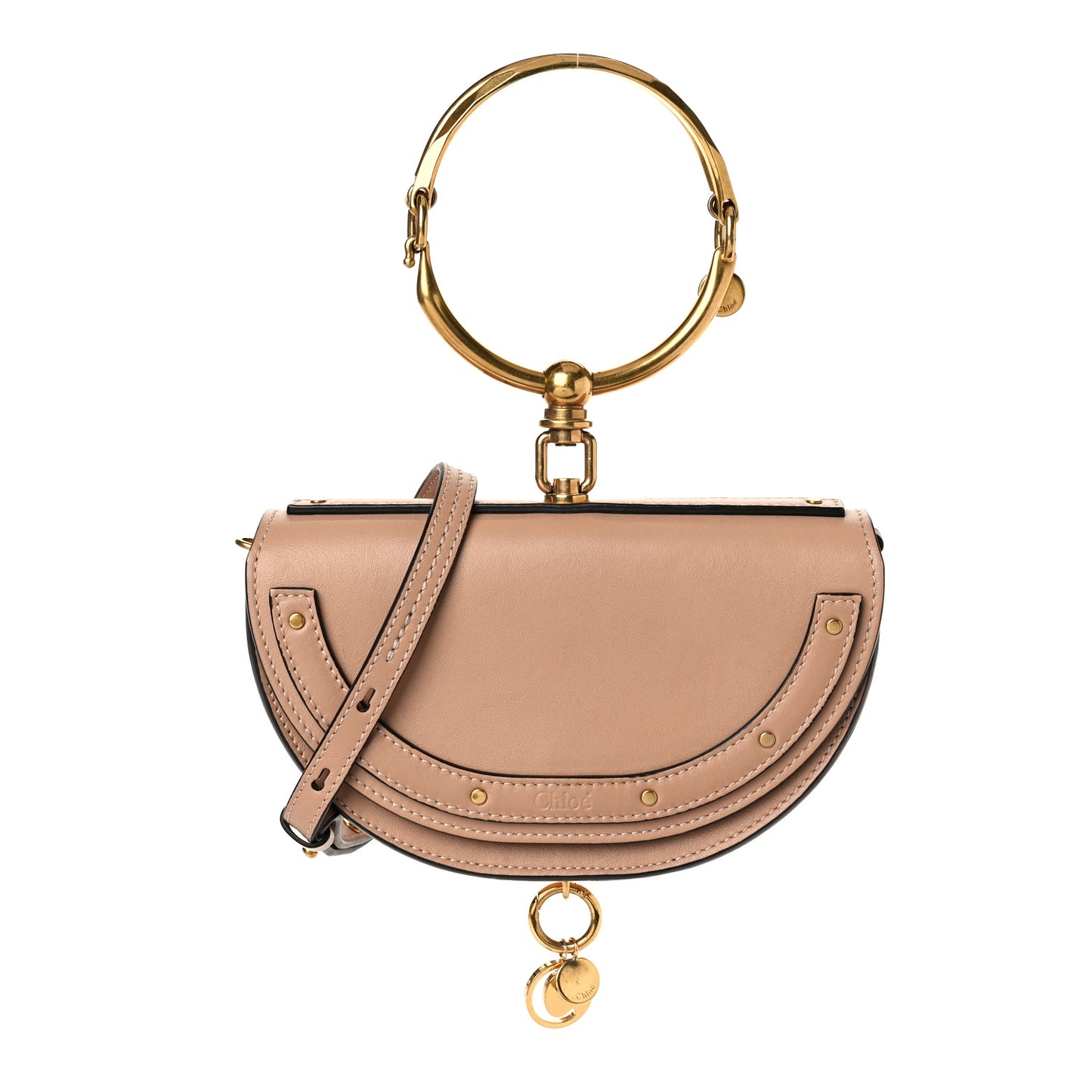 Calfskin Small Nile Bracelet Minaudiere Bag Biscotti Beige