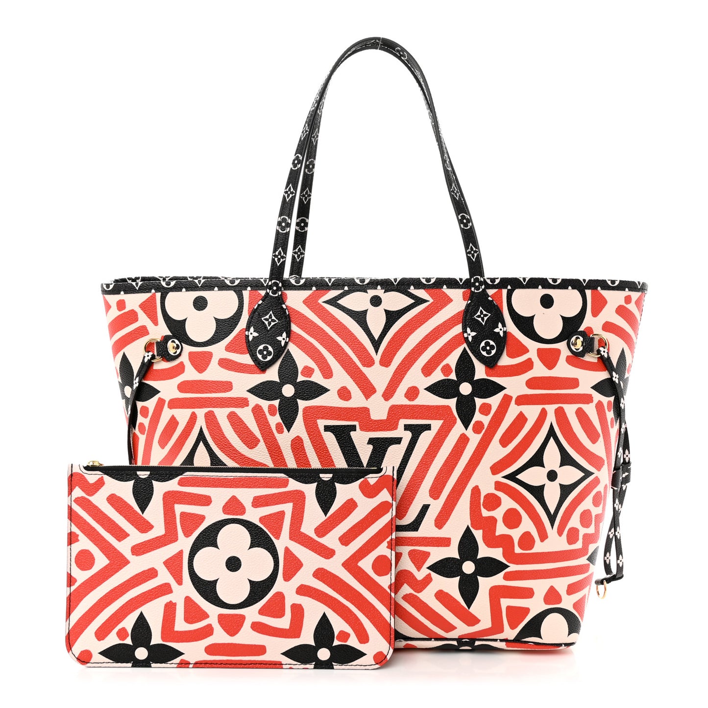 Monogram Giant Crafty Neverfull MM Creme Rouge Black