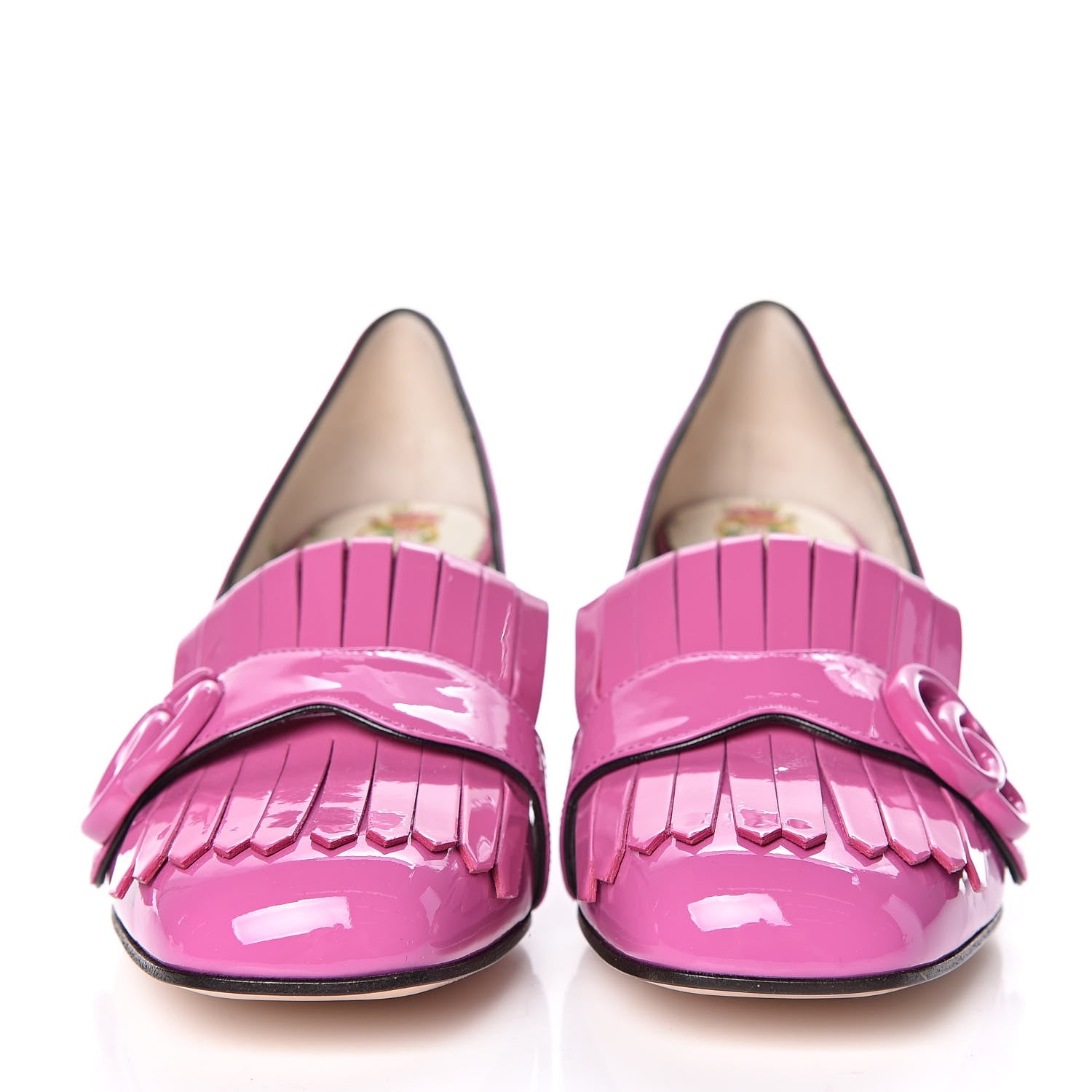 Gucci Vernice GG Marmont Fringe 50mm Loafer Pumps 36.5 Rododendro 2 of 10