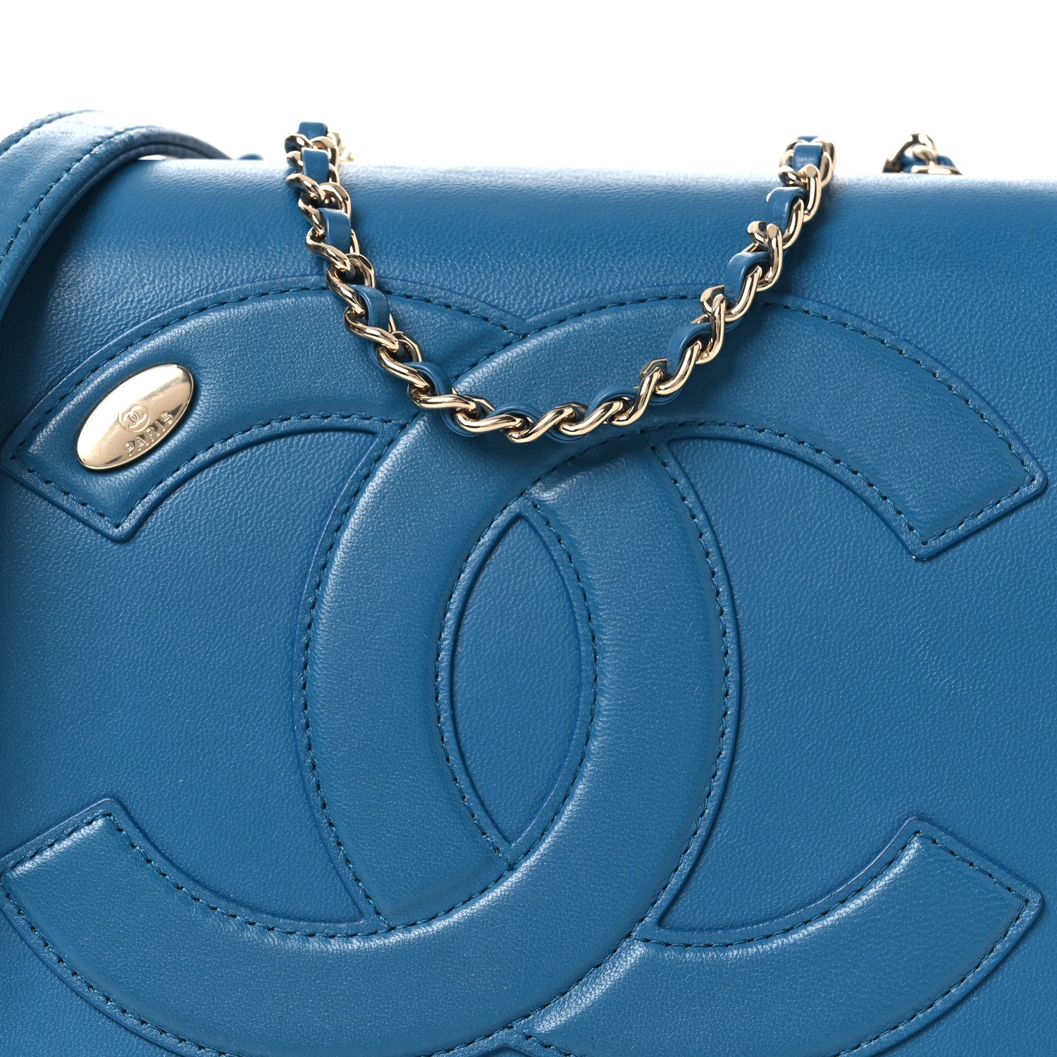 Chanel Lambskin CC Mania Flap Bag Turquoise 7 of 10
