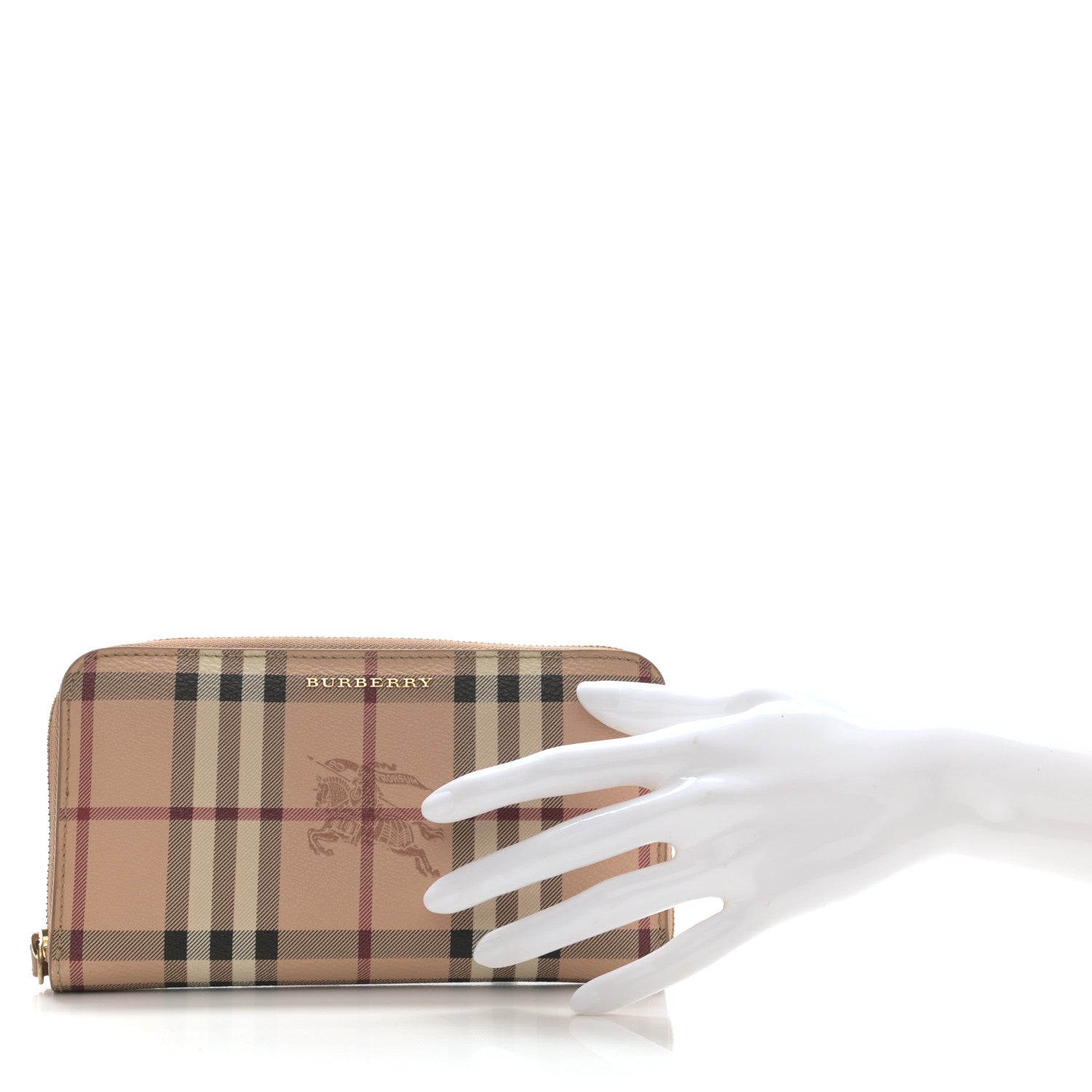 Burberry Haymarket Check Large Ziggy Zip Around Wallet Beige 2 of 9