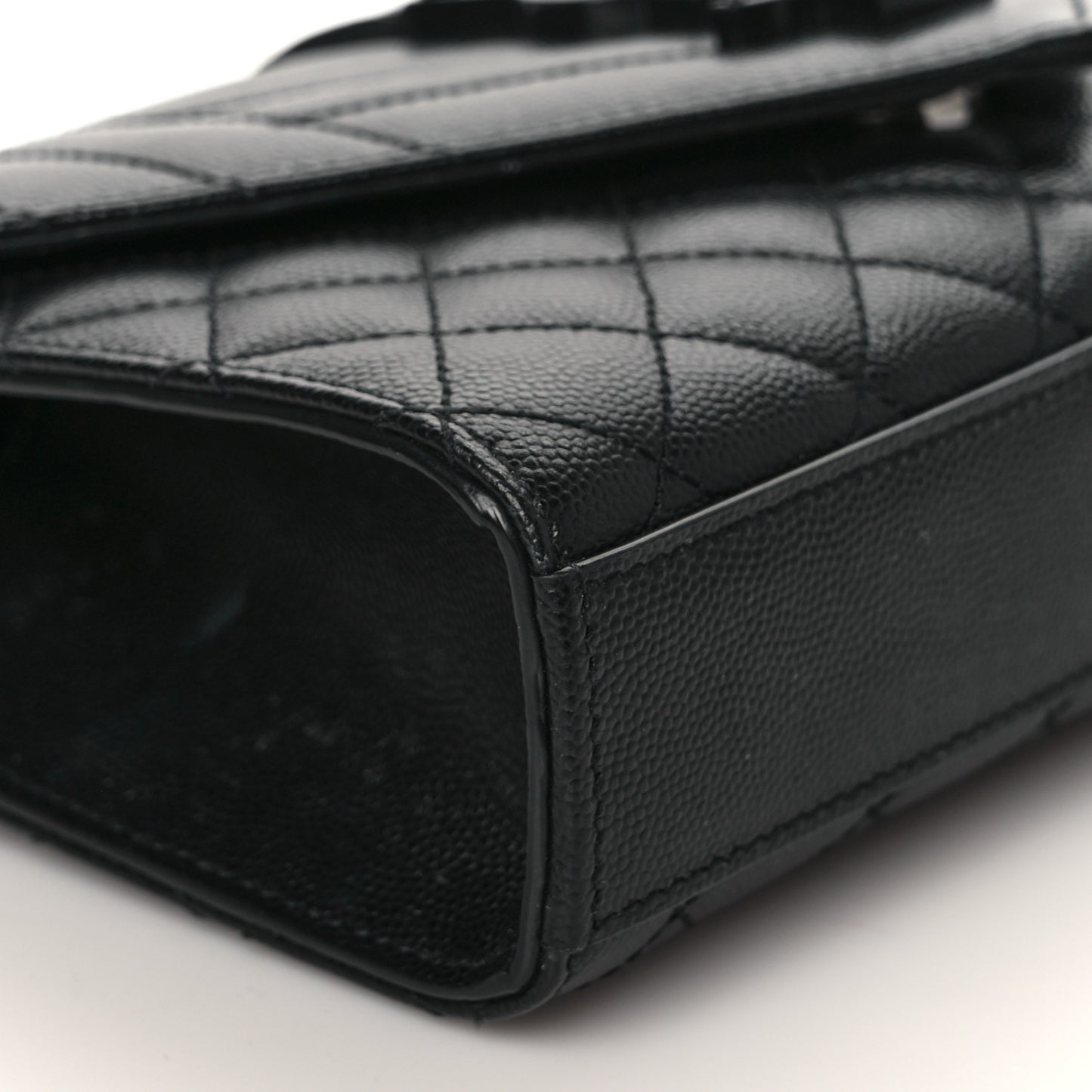 Grain De Poudre Textured Mixed Matelasse Triquilt Small Monogram Satchel Black