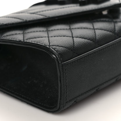 Saint Laurent Grain De Poudre Textured Mixed Matelasse Triquilt Small Monogram Satchel Black 7 of 8