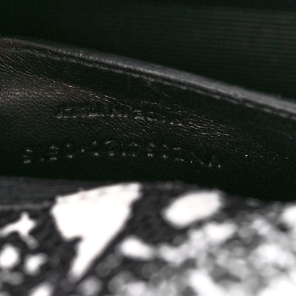 Saint Laurent Calfskin Snakeskin Embossed Small Classic Monogram Kate Tassel Satchel White Black 7 of 11