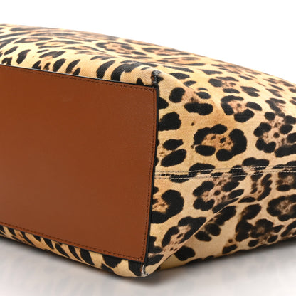 Valentino Garavani VALENTINO GARAVANI Canvas Nappa Leopard Print Rockstud Tote Brown 9 of 10