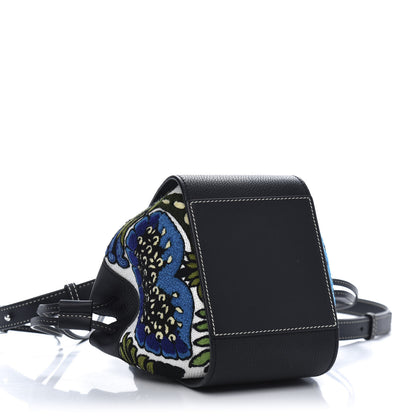 Loewe Calfskin Embroidered Floral Mini Hammock Shoulder Bag Black Peacock Blue 4 of 10