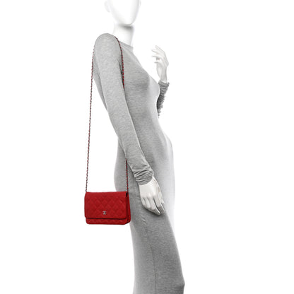 Chanel Caviar Quilted Wallet On Chain WOC Red 2 of 12