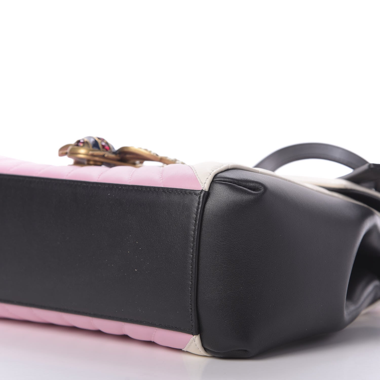 Gucci Calfskin Bamboo Trapuntata Queen Margaret Top Handle Bag Blue Agata Hibiscus Red Mystic White Sugar Pink 8 of 10