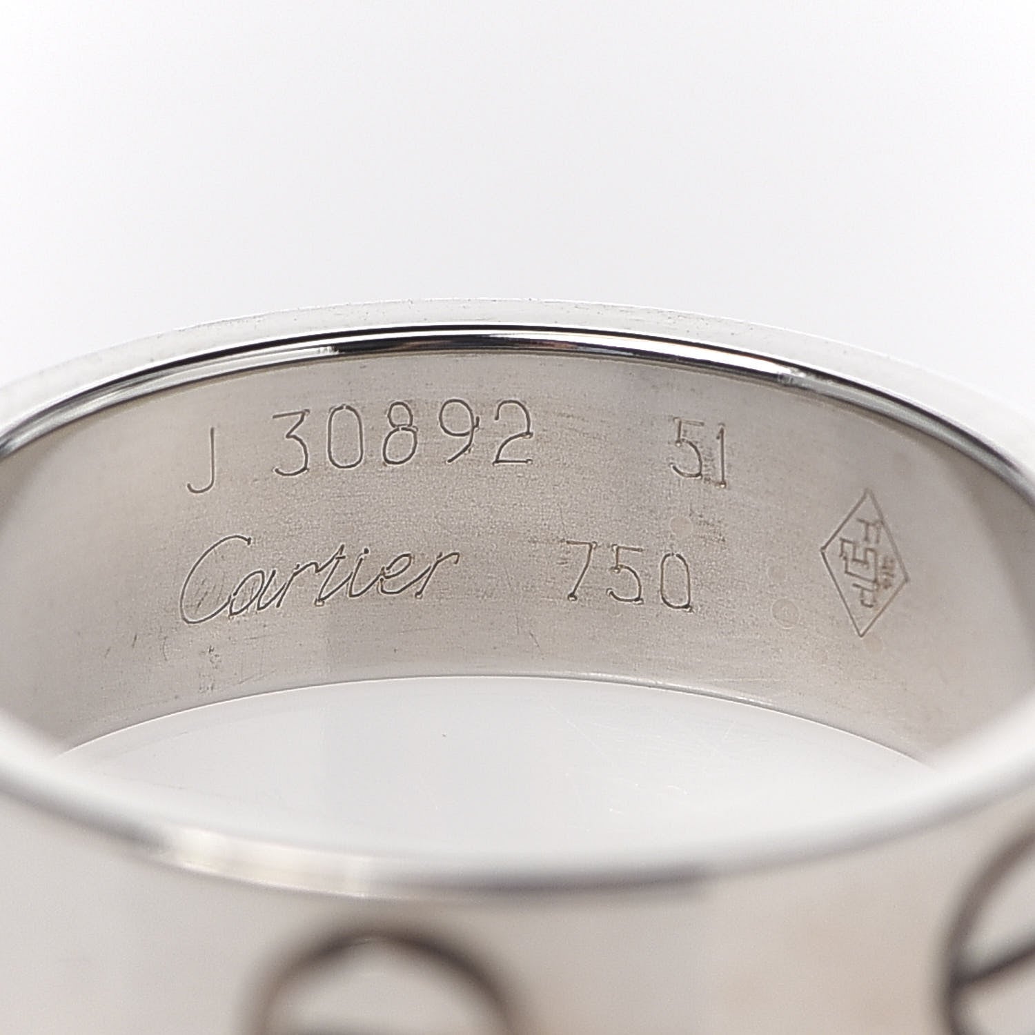 Cartier 18K White Gold 5.5mm LOVE Ring 51 5.75 4 of 4