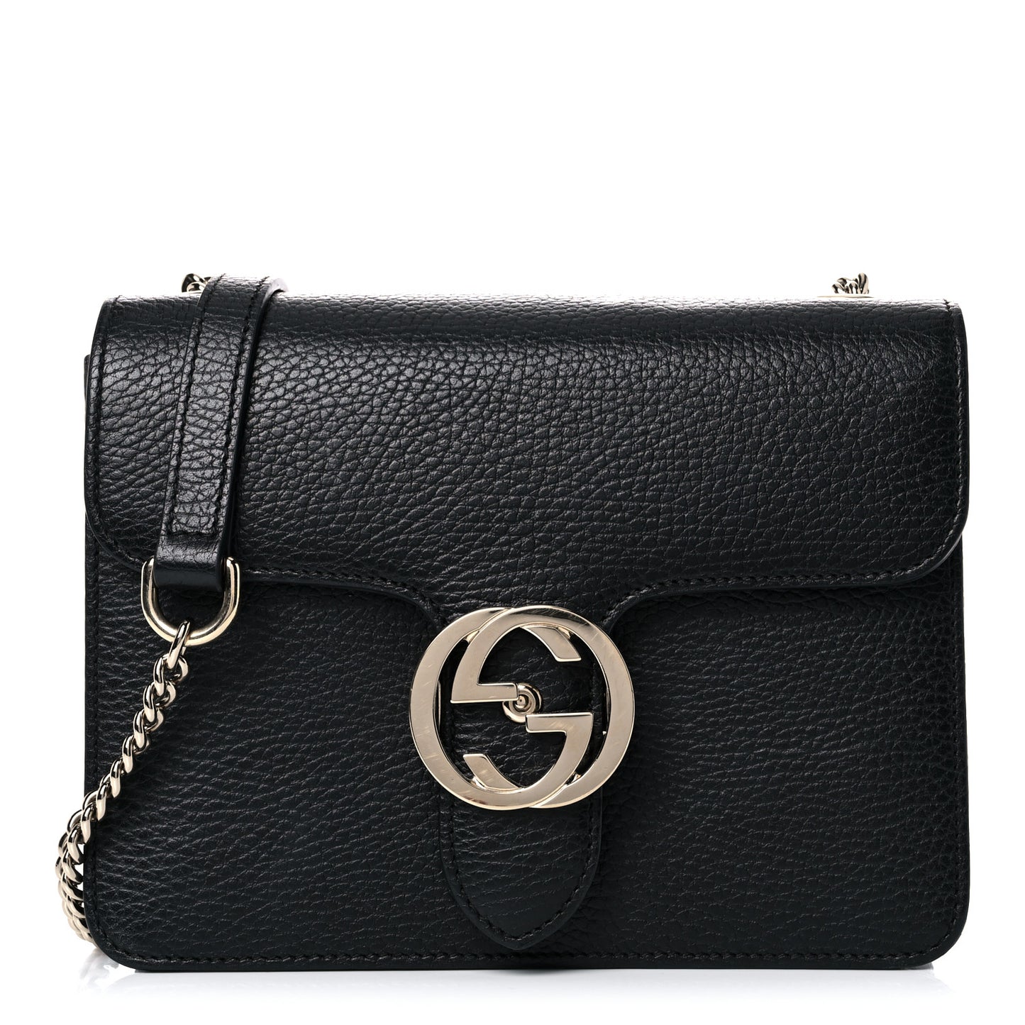 Dollar Calfskin Small Interlocking G Shoulder Bag Black
