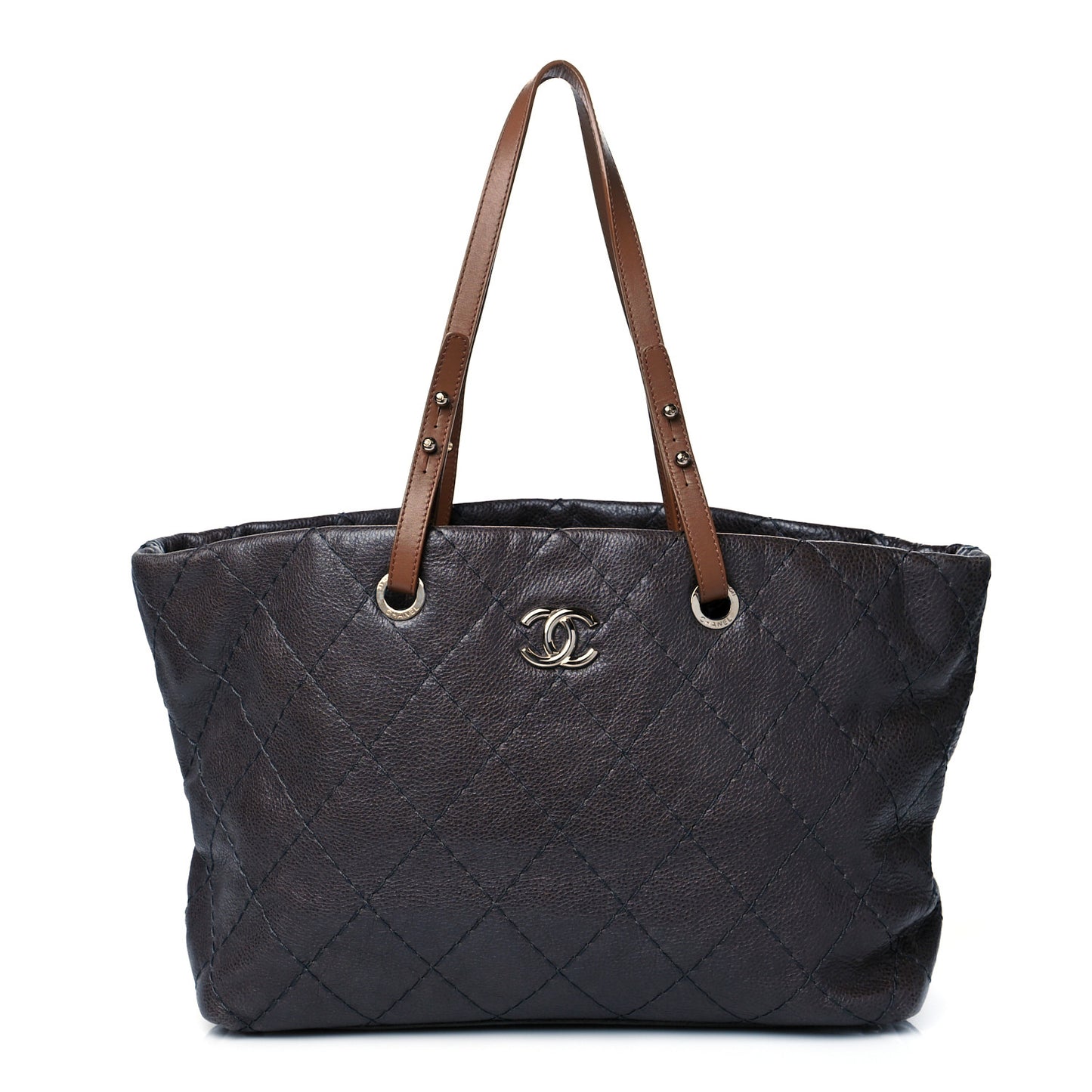Glazed Calfskin Large On The Road Tote Grey