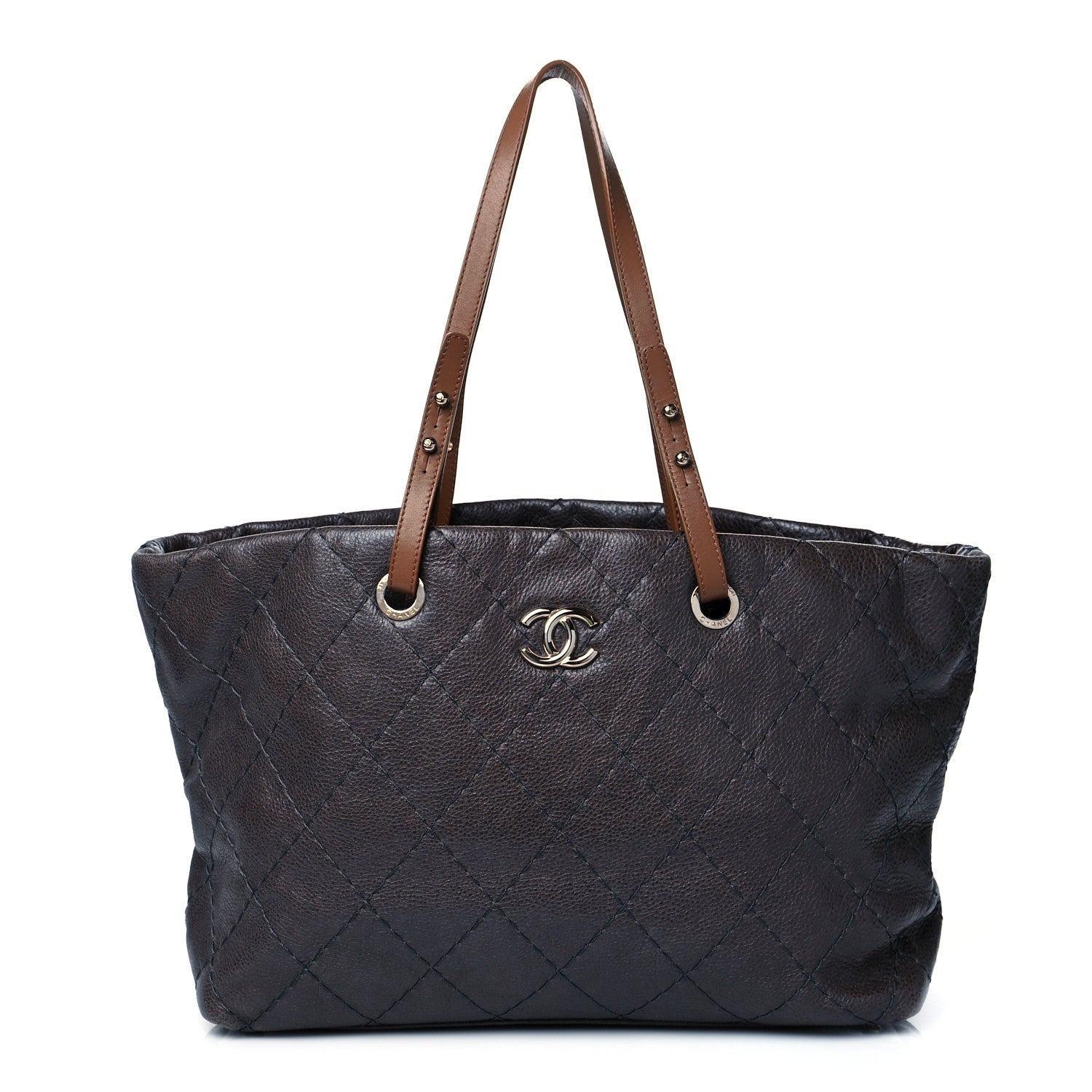 Chanel Glazed Calfskin Large On The Road Tote Grey 1 of 10