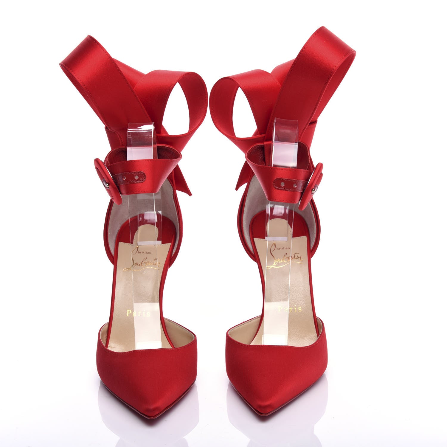 Christian Louboutin Crepe Satin Raissa 100 Ankle Strap Pumps 37.5 Loubi 5 of 9