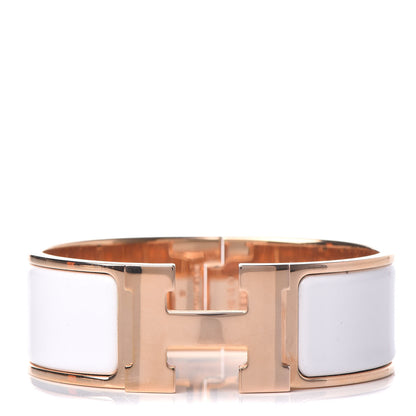Hermes Enamel Wide Clic Clac H Bracelet PM White 1 of 6