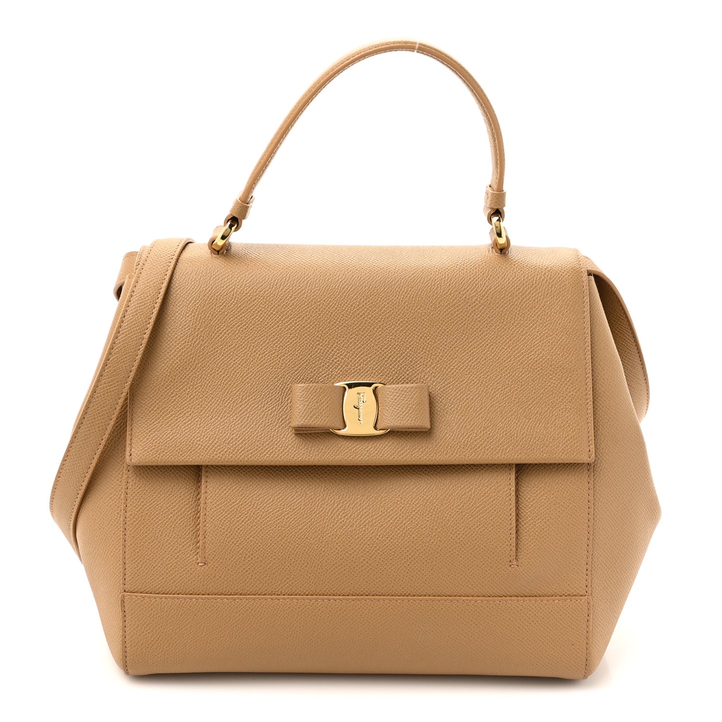 Hammered Calfskin Carrie O Shoulder Bag Camel