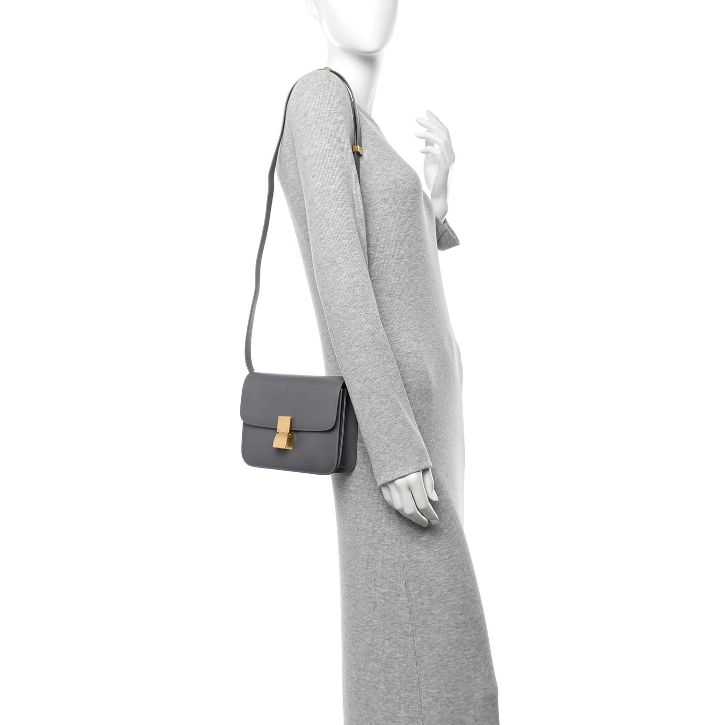 Box Calfskin Teen Classic Box Flap Bag Light Charcoal