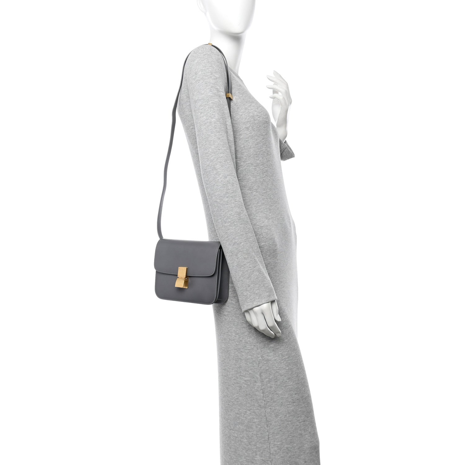 Celine Box Calfskin Teen Classic Box Flap Bag Light Charcoal 2 of 10