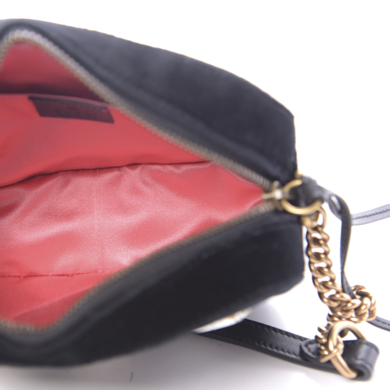Gucci Velvet Matelasse Marquise Crystals Mini GG Marmont Chain Shoulder Bag Black 5 of 10