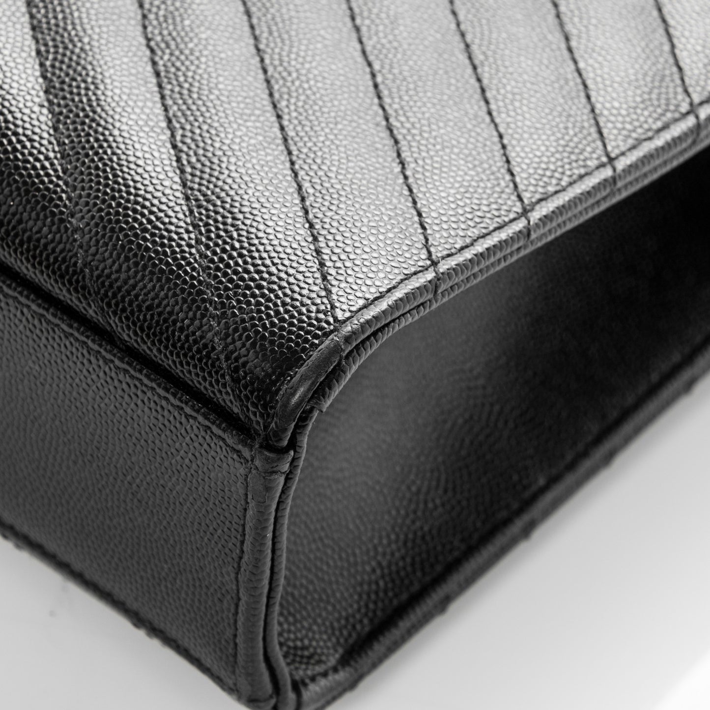 Grain De Poudre Matelasse Chevron Large Monogram Satchel Black