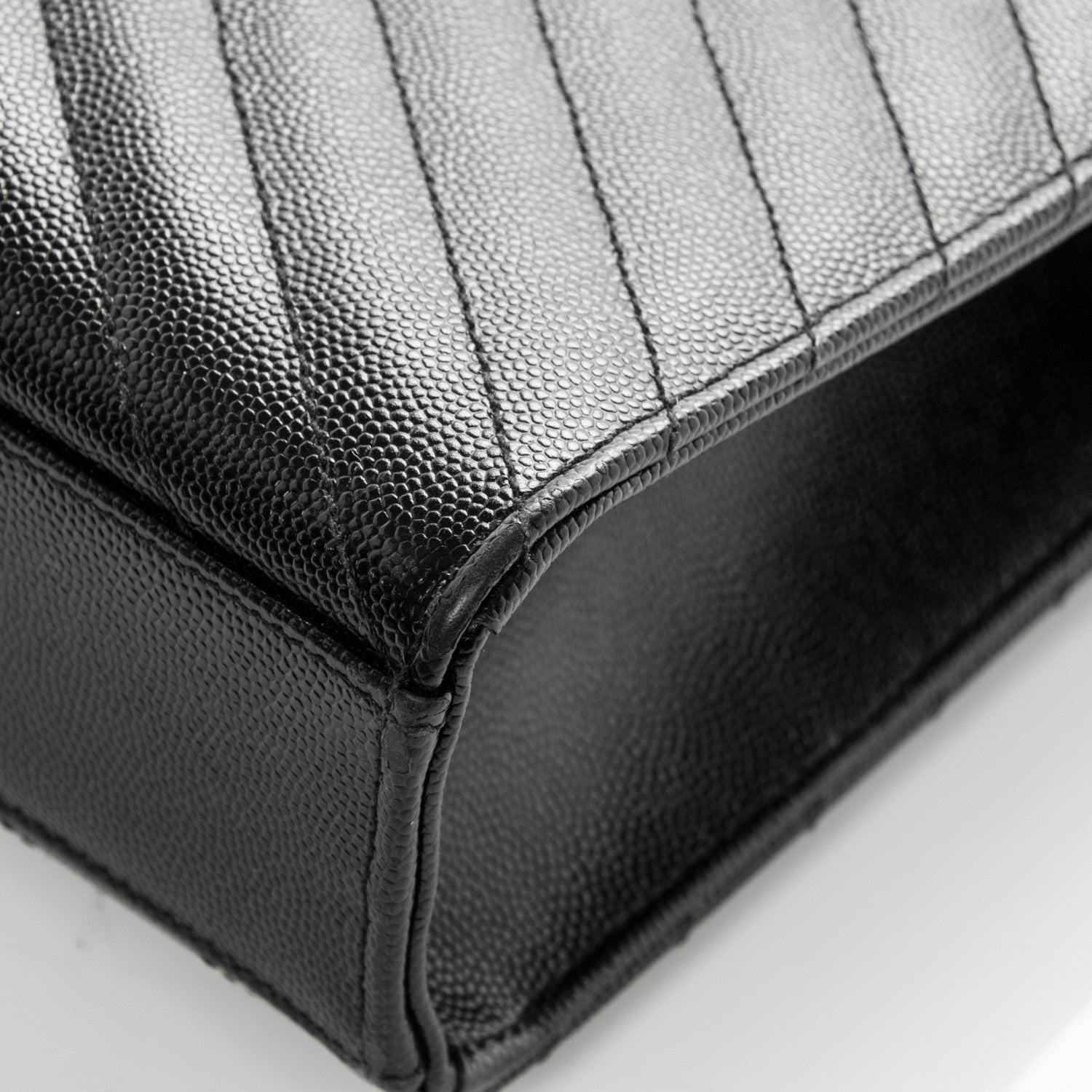 Saint Laurent Grain De Poudre Matelasse Chevron Large Monogram Satchel Black 11 of 11