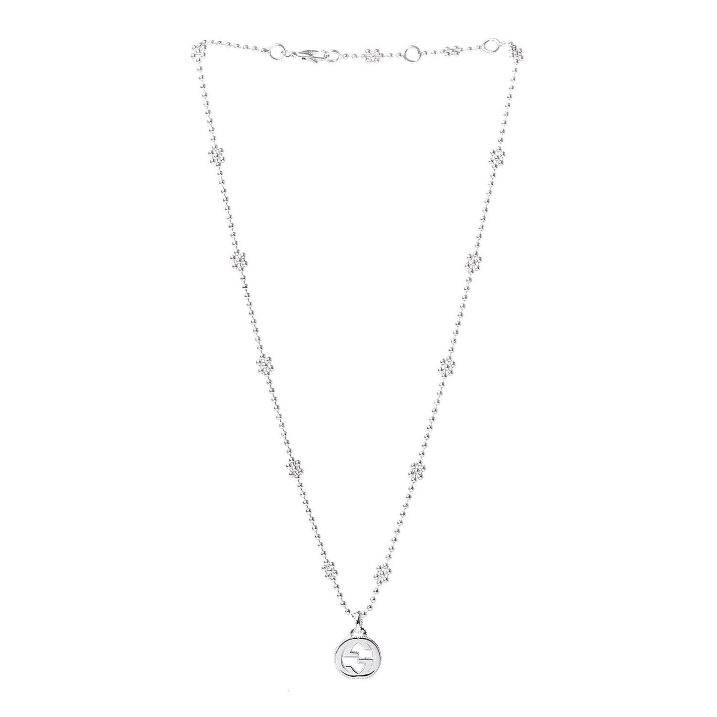 Sterling Silver Interlocking G Beaded Cluster Pendant Necklace