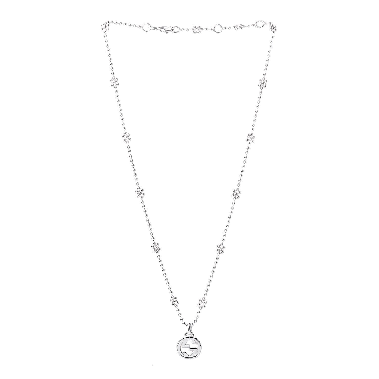 Gucci Sterling Silver Interlocking G Beaded Cluster Pendant Necklace 3 of 6