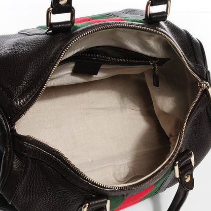 Gucci Calfskin Vintage Web Medium Boston Dark Brown 5 of 8