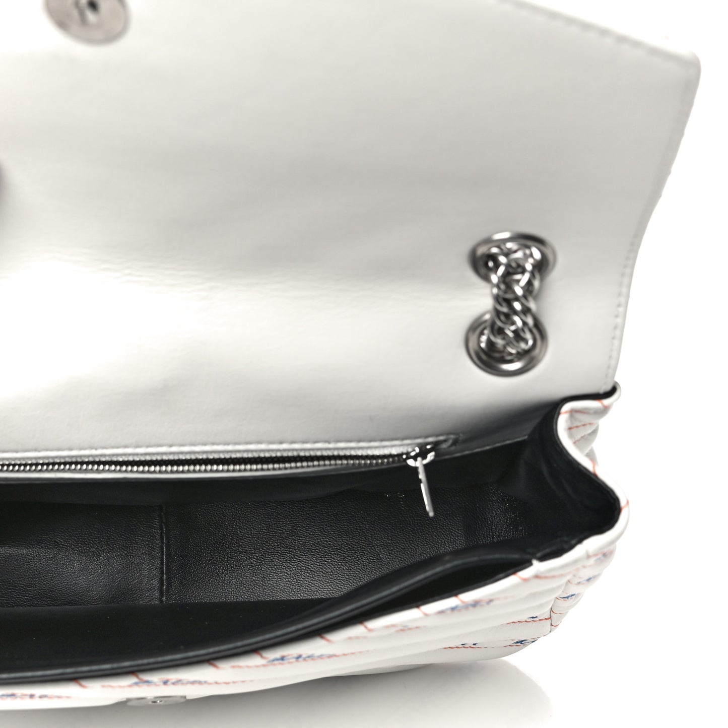 Calfskin Charms Logo Matelasse M BB Round Shoulder Bag Blanc Bleu Orange