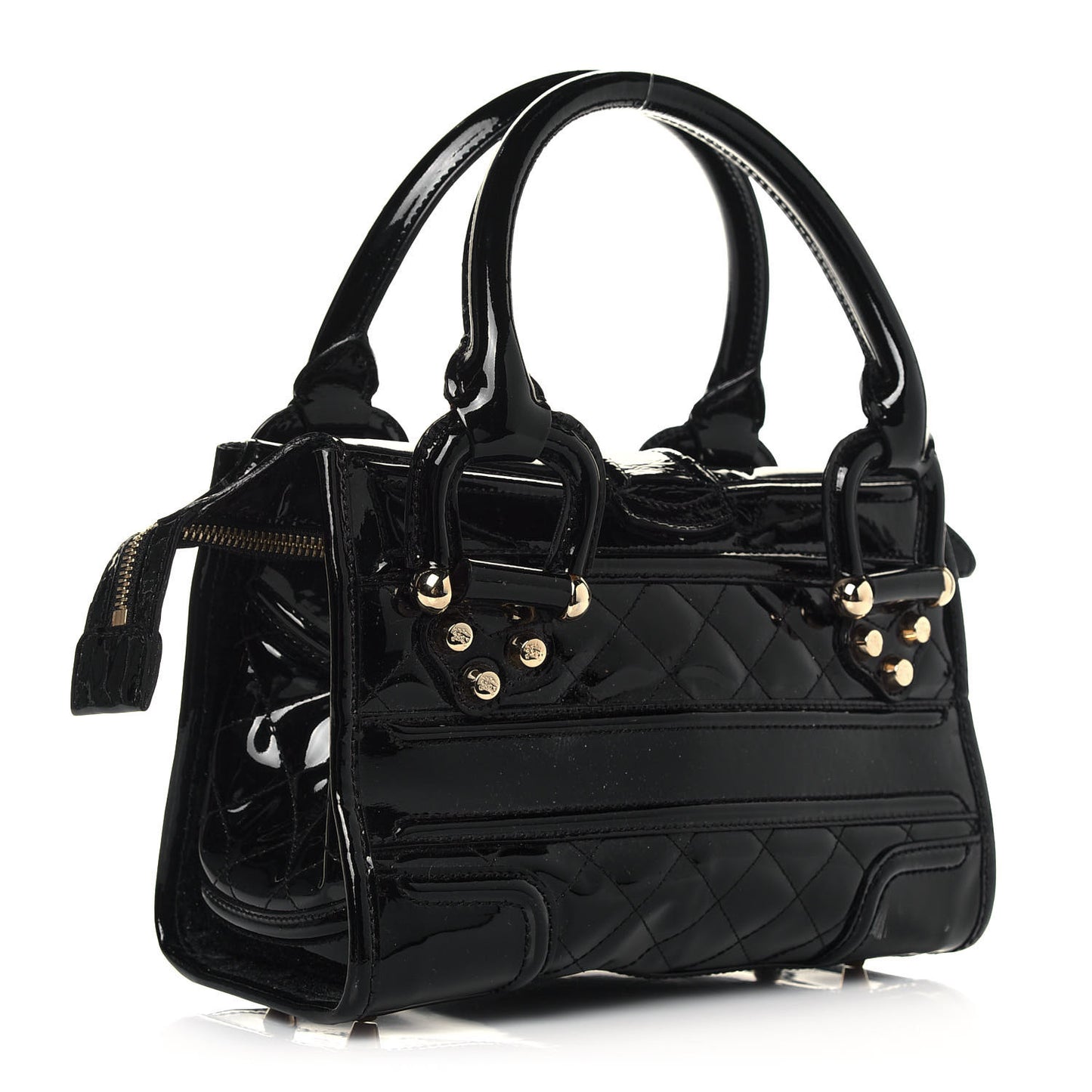 Patent Quilted Mini Manor Tote Black