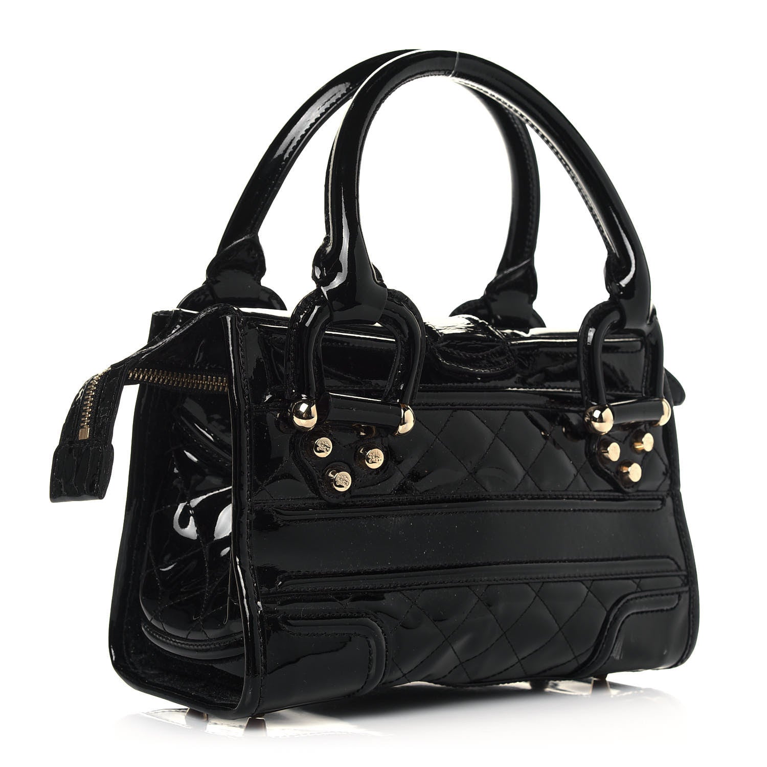 Burberry Patent Quilted Mini Manor Tote Black 3 of 12