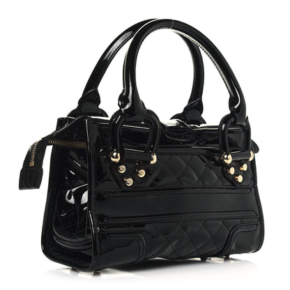 Burberry Patent Quilted Mini Manor Tote Black 3 of 12