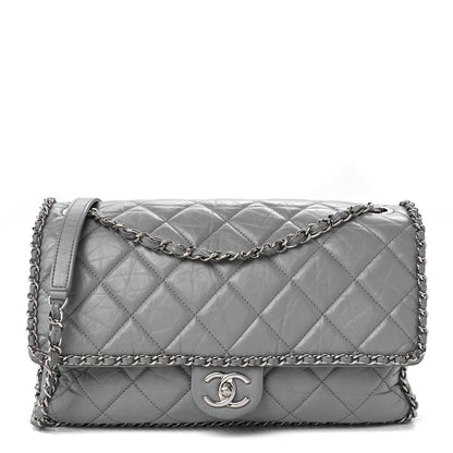 Chanel Crumpled Calfskin Large Chain All Over Flap Grey 1 of 11