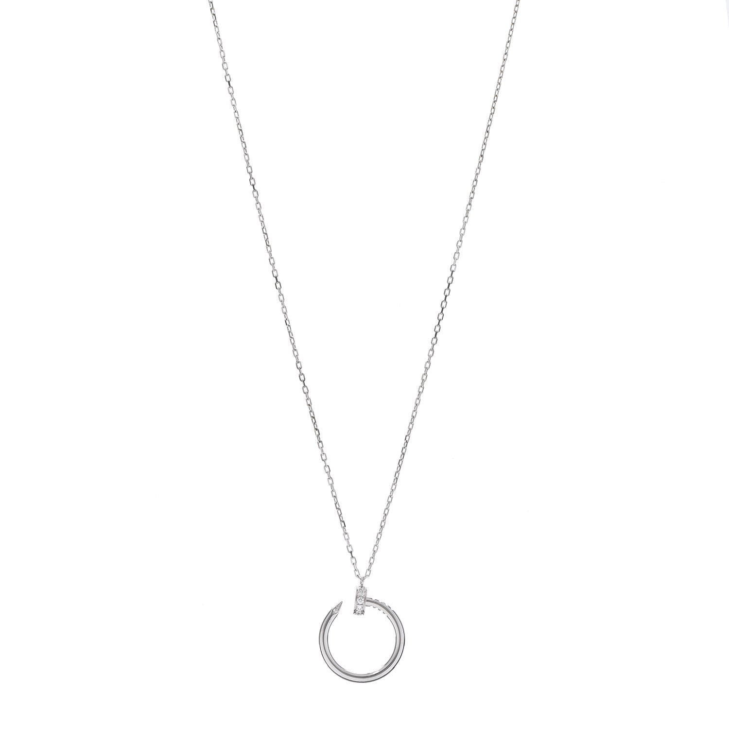 Cartier 18K White Gold Diamond Juste Un Clou Necklace 1 of 8