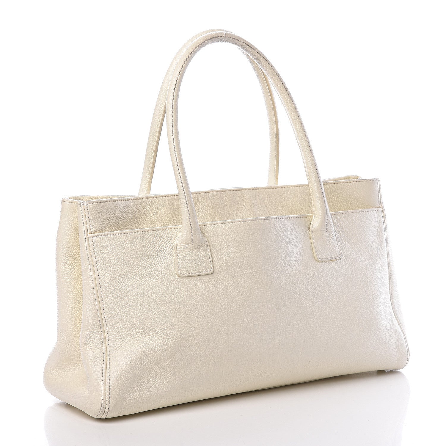 Chanel Calfskin Mademoiselle Lock Cerf Shopper Tote White 3 of 35
