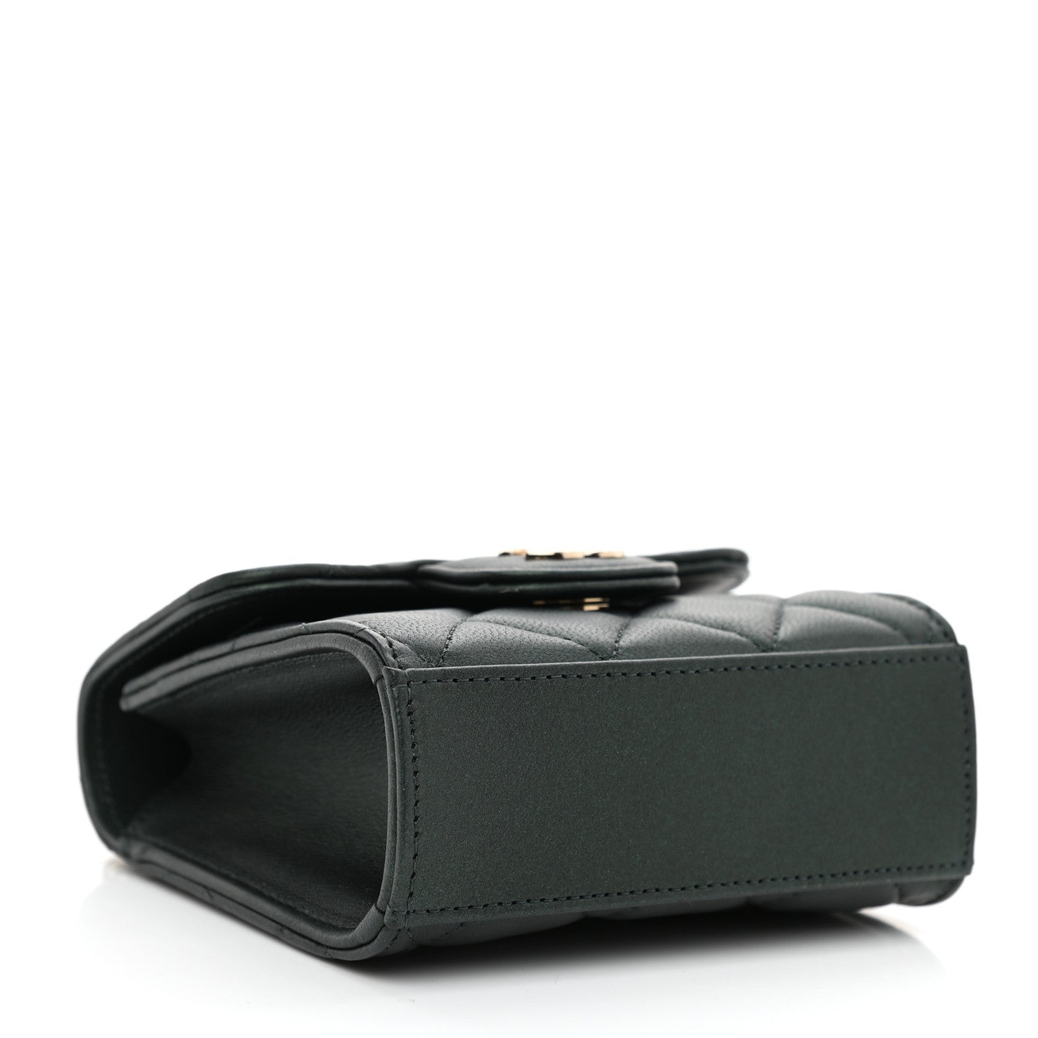 Chanel Iridescent Lambskin Quilted Top Handle Flap Clutch With Chain Dark Green 4 of 11