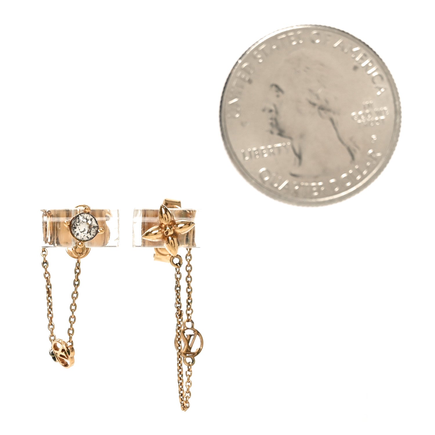 Louis Vuitton Metal Crystal Petit Louis Earrings Gold 1821420