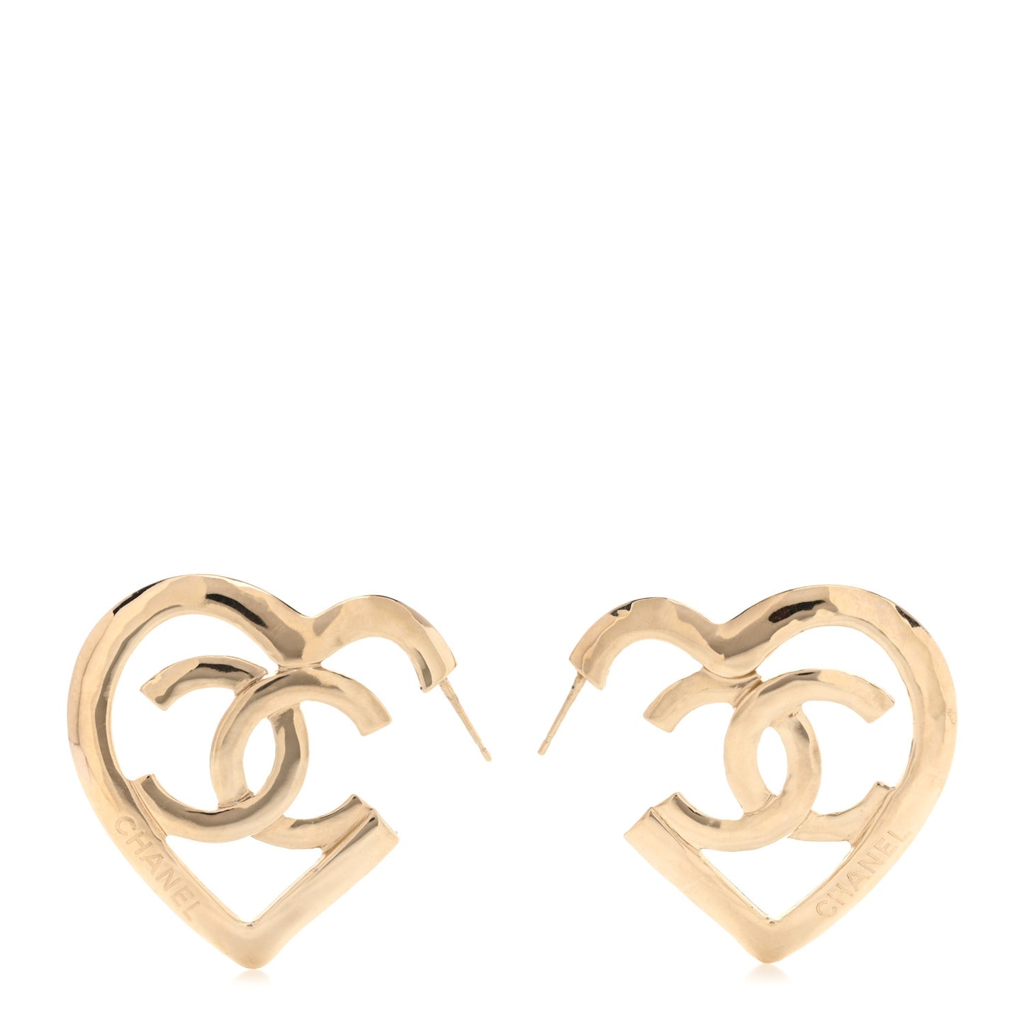 Metal CC Heart Coco In Love Hoop Earrings Gold
