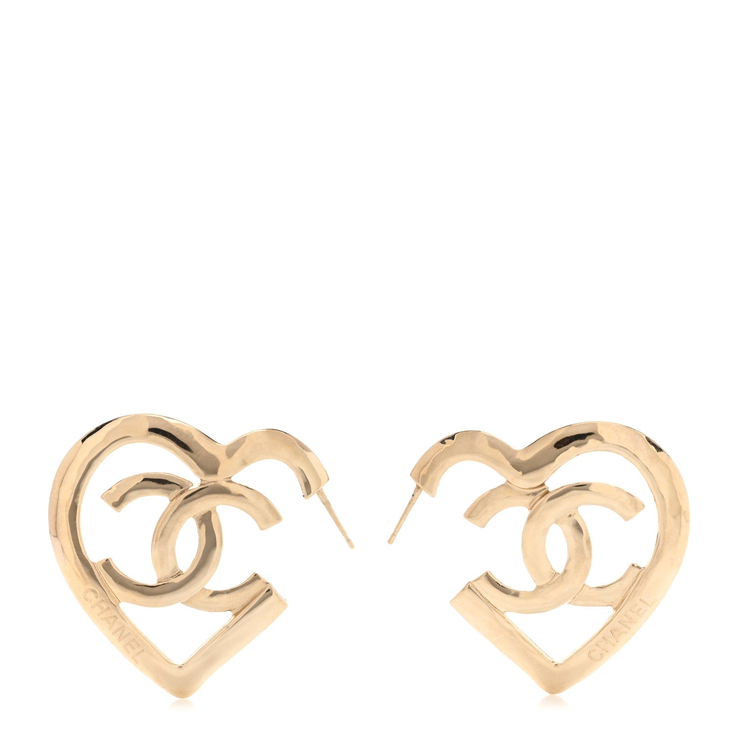 Chanel Metal CC Heart Coco In Love Hoop Earrings Gold 1 of 5