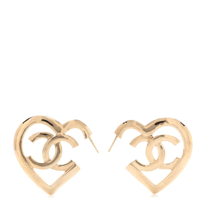 Chanel Metal CC Heart Coco In Love Hoop Earrings Gold 1 of 5