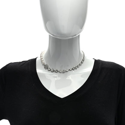 Chanel Pearl Crystal CC Choker Necklace Silver 2 of 4