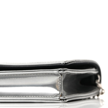 Christian Dior Metallic Patent Micro-Cannage Diorama Wallet on Chain Pouch Silver 9 of 9