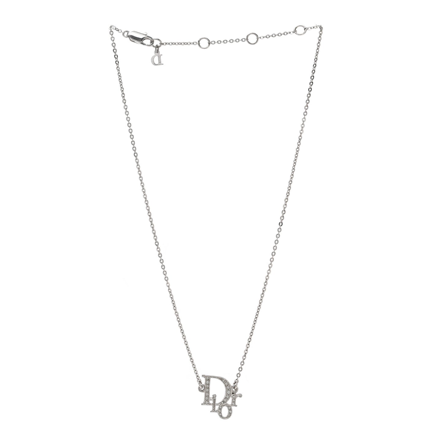 Crystal Logo Necklace Silver