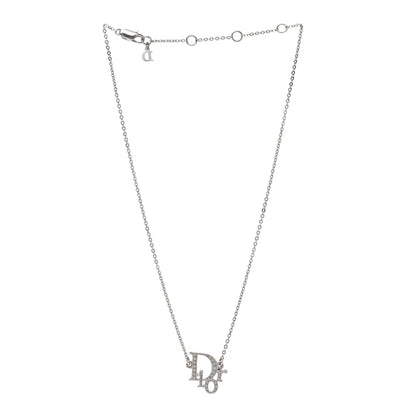 Christian Dior Crystal Logo Necklace Silver 3 of 4